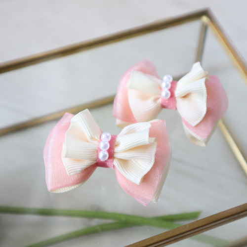 フリルレースミニツインリボン ヘアゴム ヘアクリップ キッズ