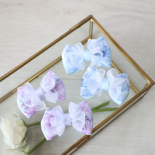 フリルレースミニツインリボン ヘアゴム ヘアクリップ キッズ