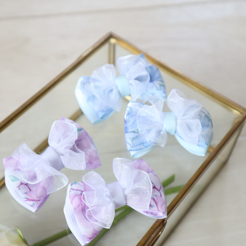 フリルレースミニツインリボン ヘアゴム ヘアクリップ キッズ