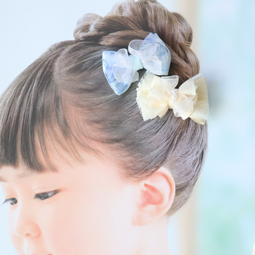 フリルレースミニツインリボン ヘアゴム ヘアクリップ キッズ ヘア
