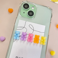 くまグミのスマホケース（よこ）【iPhone全機種対応】レジン iPhone16 iPhone15 クリアケース 4枚目の画像