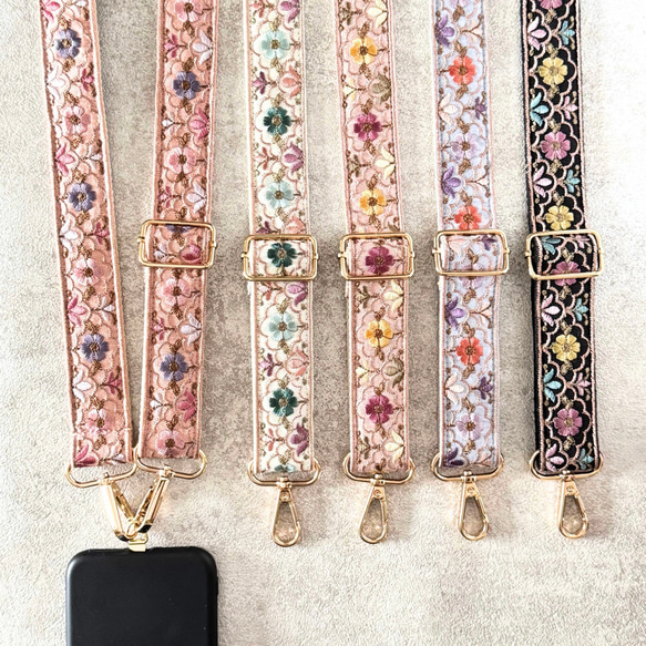 印度刺繡絲帶智慧型手機肩帶肩帶多彩摩洛哥 第1張的照片