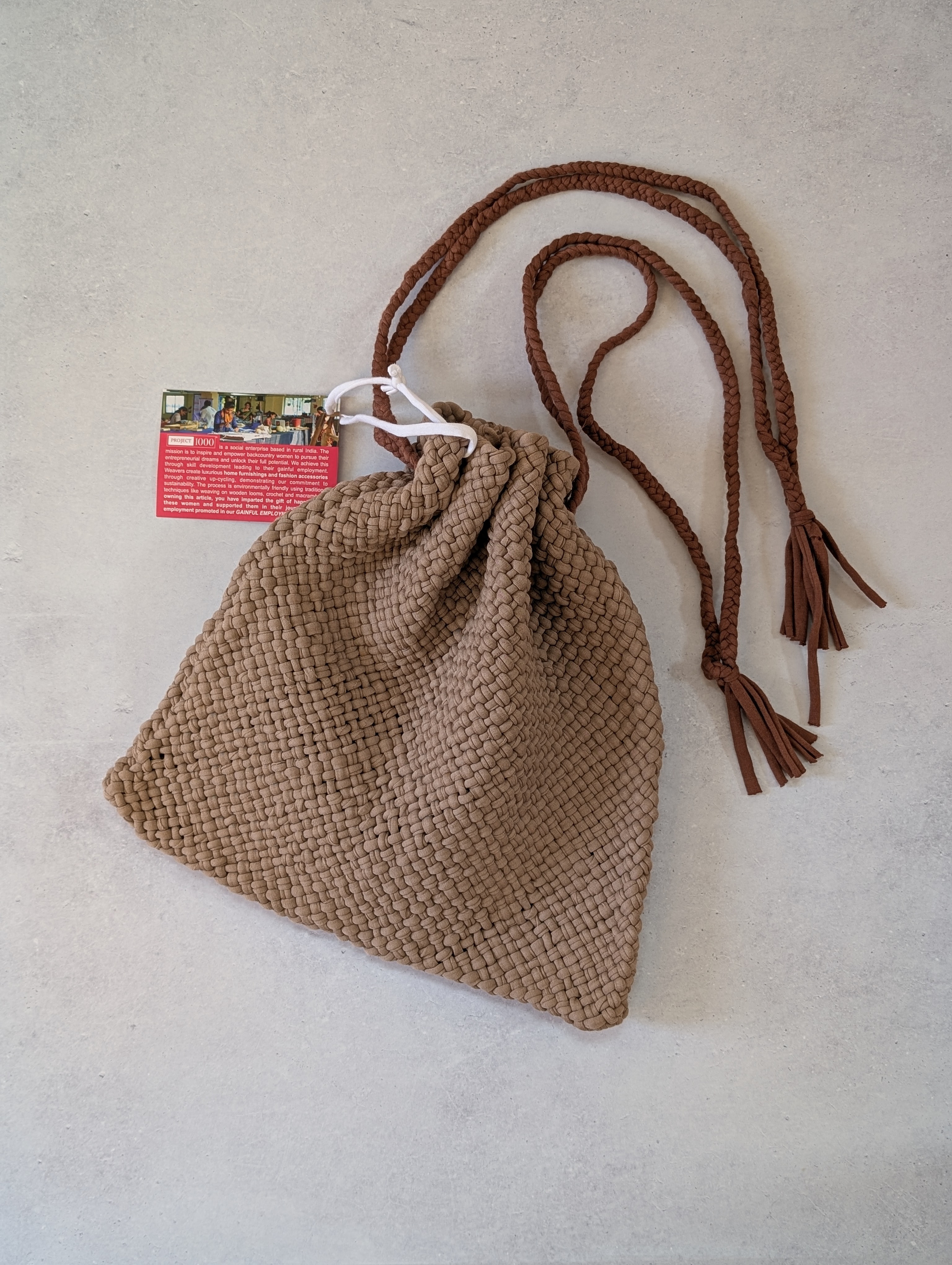 project-1000 drawstring bag L【beige】巾着バッグ　サコッシュ