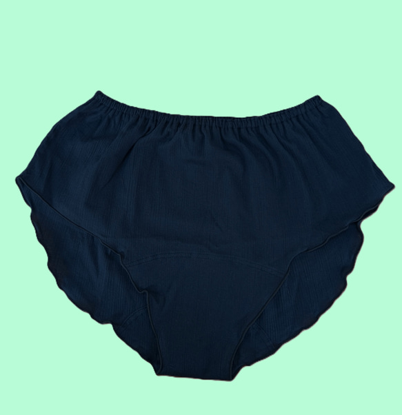 えっ！履いてたっけ？締め付けなし　リンパ開放　高島ちぢみ　こころよしショーツ（ネイビー） 1枚目の画像