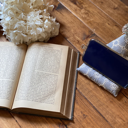 ＊new  スマホスタンド　ミナペルホネン生地アネモネwhite 2枚目の画像