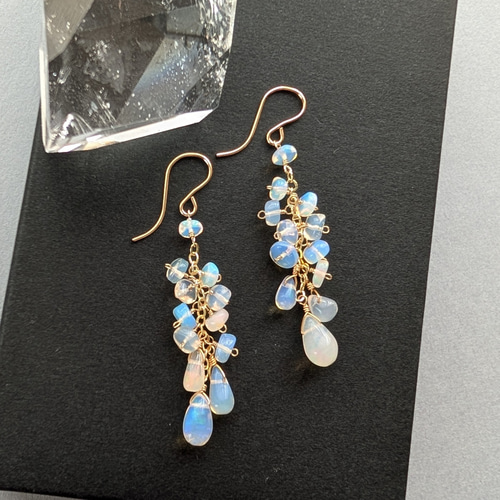 14kgfカラーオパールロングピアス/イヤリング