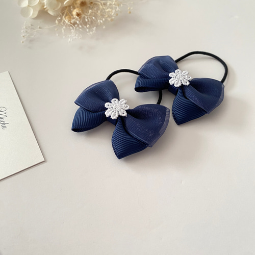 No.243 キッズ ヘアゴム リボン ハンドメイド ツイン （縫わない