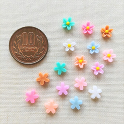 8mm　サクラのデコパーツ　８色アソート50個セット　PN2 5枚目の画像