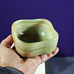 蓮花香炉 蓮の花の花器 線香立て オブジェ 天然石オニックス 作家もの