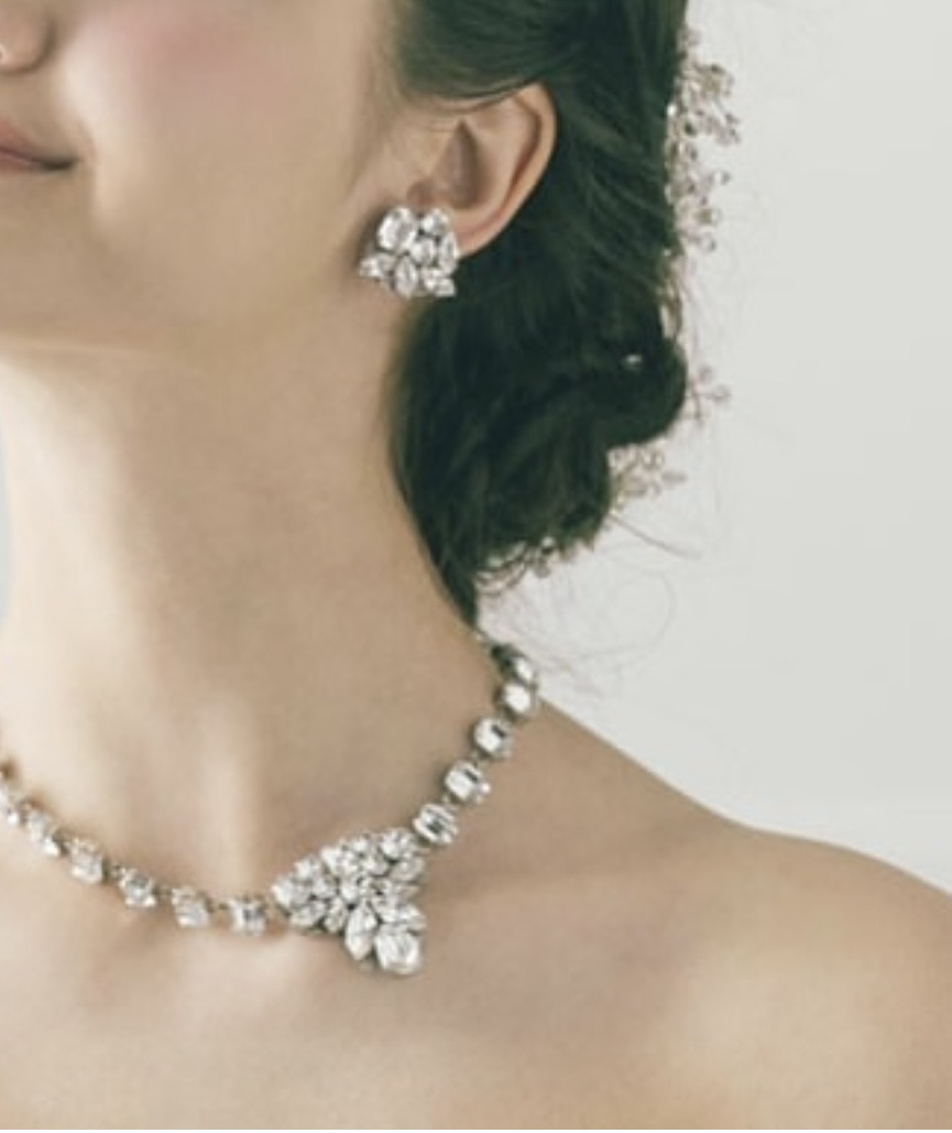 クリスタルネックレス＆イヤリングセット