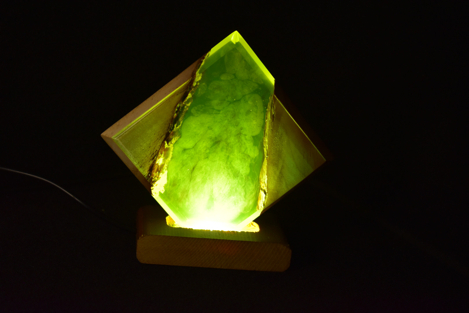 ウッドレジンナイトランプ スクエア型 №153