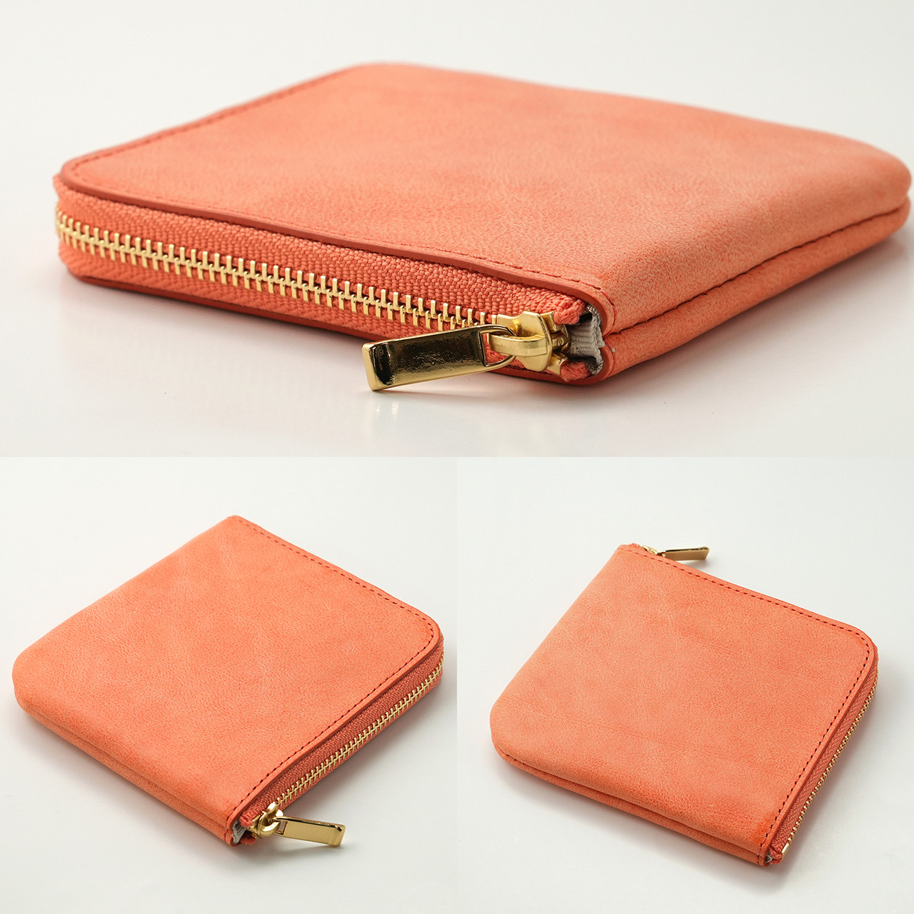 SIBILLA ミニ財布 Ｌ字ファスナー スリム ミニウォレット オレンジ