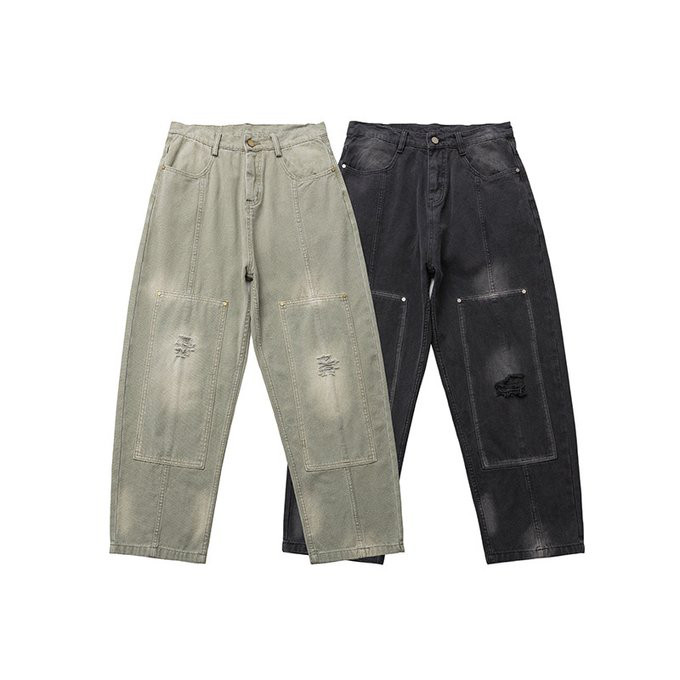 秋冬新作 メンズ ジーンズ 無地 男 おしゃれ デニムズボン 通勤 ビジネス