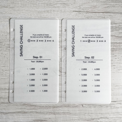 な様　週予算・daily貯金リフィル・best saving no項目別　3点 savingリフィル savingシート 貯金シート 封筒貯金 揺らめく
