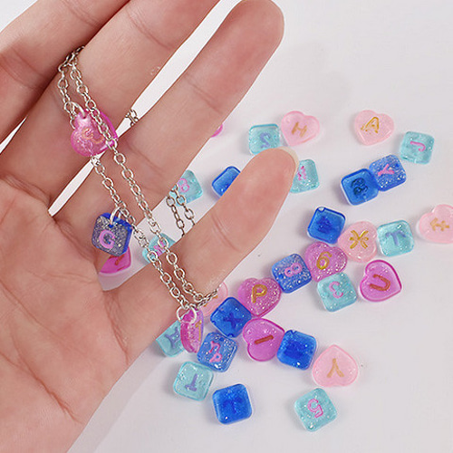 シリコンモールド 英語 名前 ハート 四角 チャーム レジン型