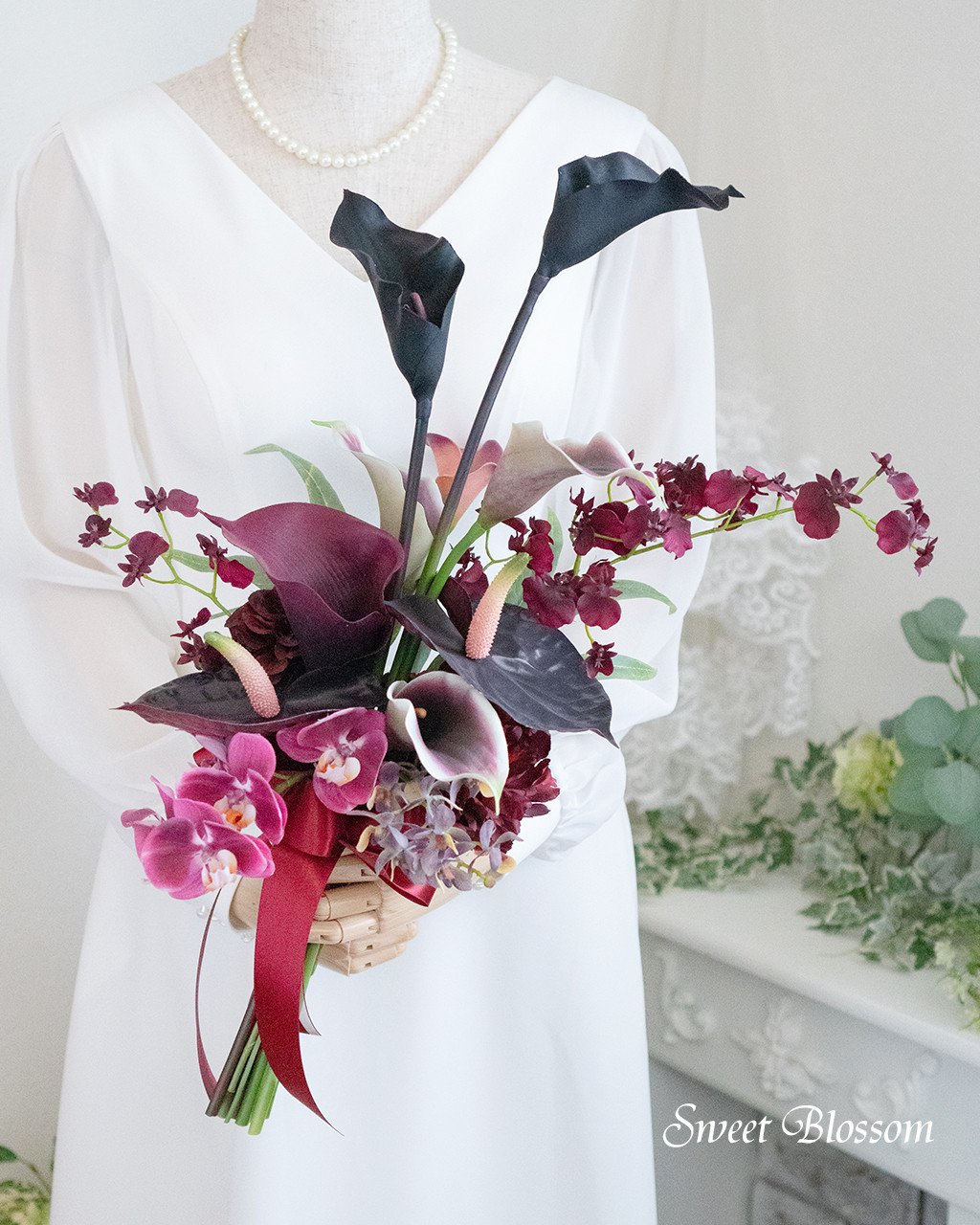 【オーダーメイド】カラーとアンスリウムのクラッチブーケ＆ブートニア