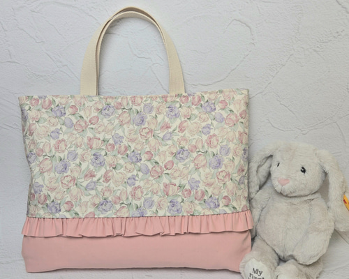 送料無料】入園 入学 レッスンバッグ * チューリップ 小花 ピンク