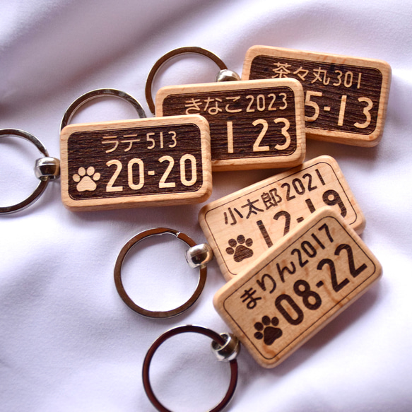 犬・猫 ワンバープレート ニャンバープレート キーホルダー ナンバープレート ネームタグ オリジナル 犬キーホルダー 2枚目の画像