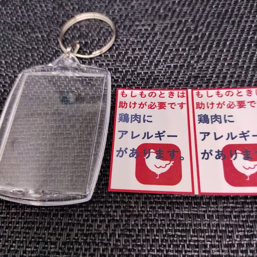 ヘルプマーク補助キーホルダー」鶏肉アレルギー キーホルダー 09ka268