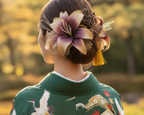 百合 ユリ リリー 成人式 卒業式 結婚式 七五三 髪飾り 和装 袴 振袖