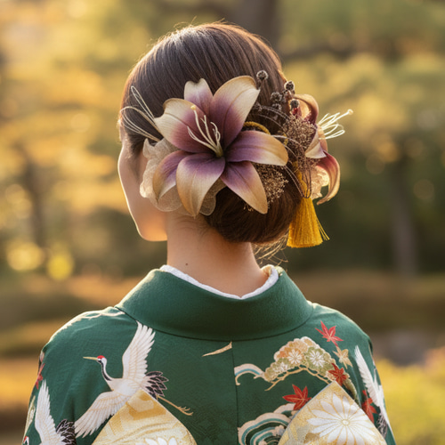 当店限定オリジナルカラー】百合の髪飾りセット 成人式 卒業式 結婚式