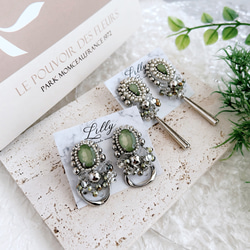 大ぶりピアス/ビジュー/ビーズ刺繍ピアス/シルバー/フープ/ピアス イヤリング 3枚目の画像