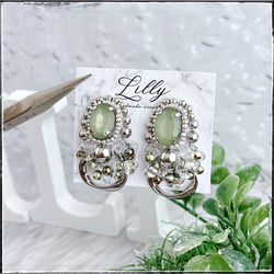 大ぶりピアス/ビジュー/ビーズ刺繍ピアス/シルバー/フープ/ピアス イヤリング 5枚目の画像