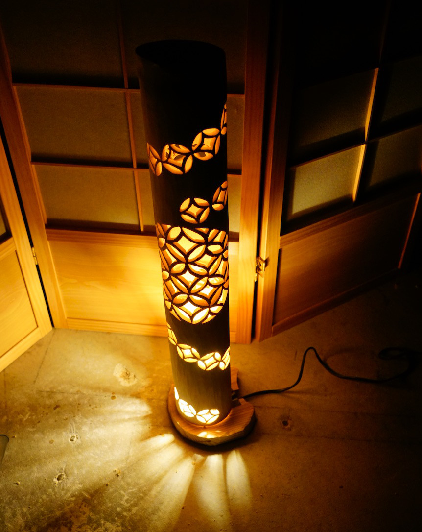 ◆全面彫◆竹灯り・竹あかり・竹灯籠　 ～～ 癒しの灯り ★凛★～～