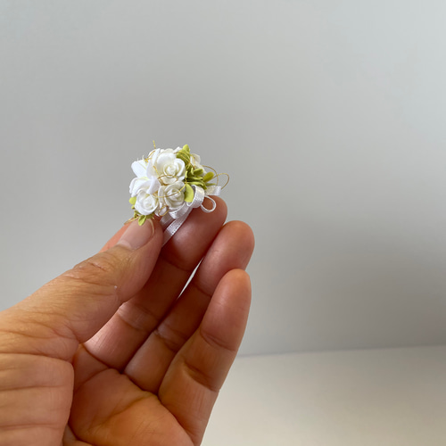 ミニチュア ドール用 クレイフラワー 薔薇とカサブランカのブーケ