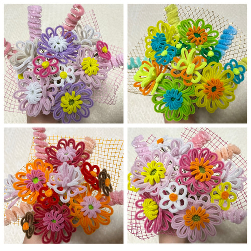 ききき　モールフラワー seimeinoki 手芸モール ピンク色＊200本＋緑色＊100本 造花 花束
