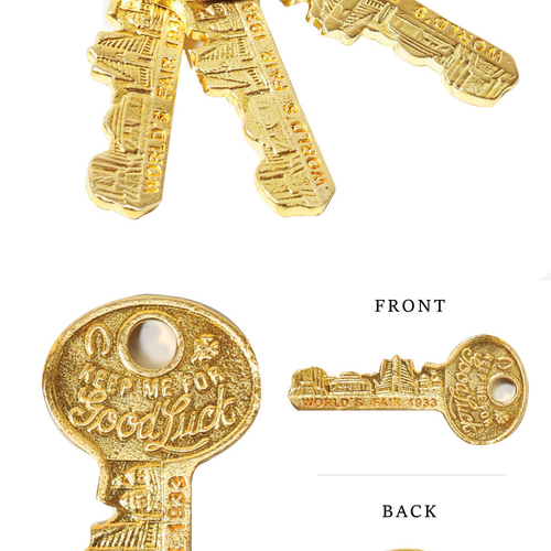 Good Luck Key 3個セット メタルミックス 銅合金 真鍮 シカゴ万博