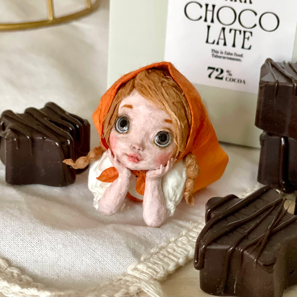 和紙人形『ビターなチョコの小人さん』 夢見る妖精 フェイクスイーツの