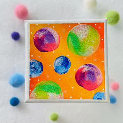 10cm】惑星風 キャンバスアート カラフル アクリル絵の具 ※運気