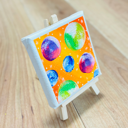 10cm】惑星風 キャンバスアート カラフル アクリル絵の具 ※運気アップ