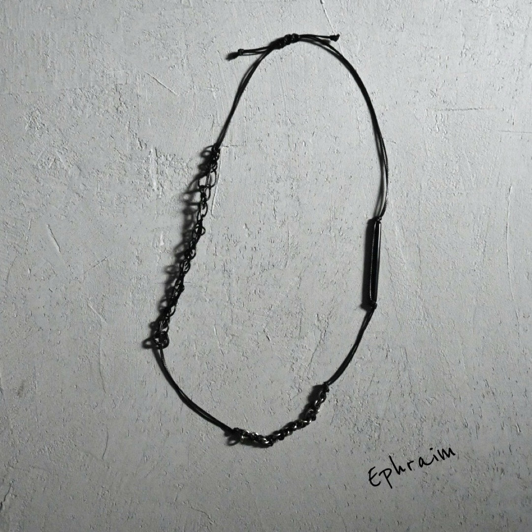 コードネックレス-ステンレスチェーンMIX-アクリルビーズ