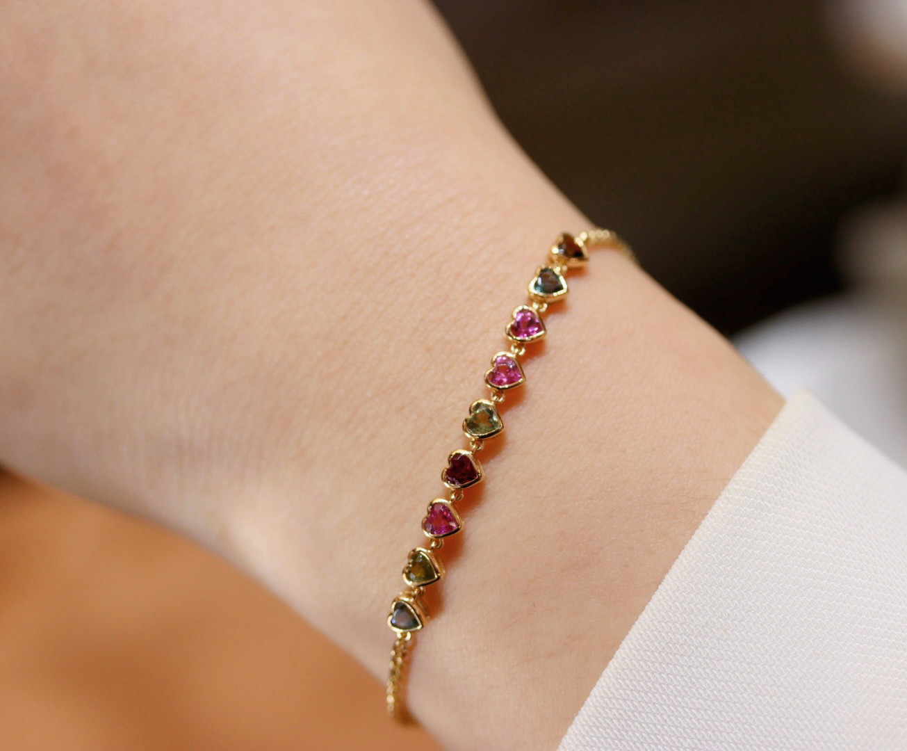 ハートモチーフ　トルマリンブレスレットk18 36,075円