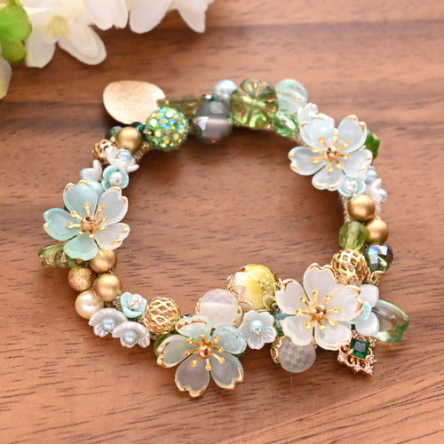 かぐや姫～若草～』和風 ビジュー シュシュ＊ブレスレット シュシュ