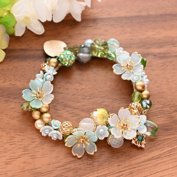 かぐや姫～若草～』和風 ビジュー シュシュ＊ブレスレット シュシュ