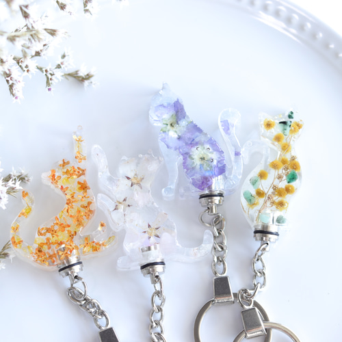 選べるシルエット&お花・イニシャル入りもOK♪】お花ネコさんの
