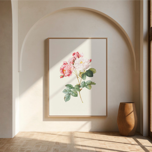 薔薇 ボタニカルアート アンティーク アートポスター ピンク 花