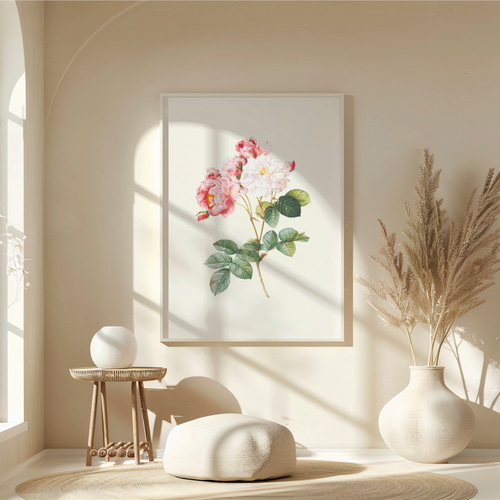 薔薇 ボタニカルアート アンティーク アートポスター ピンク 花