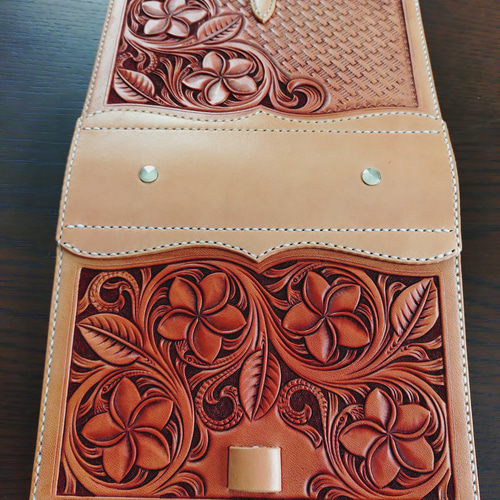 システム手帳　プルメリア　カービング　バイブルサイズ システム手帳 プルメリア カービング バイブルサイズ システム