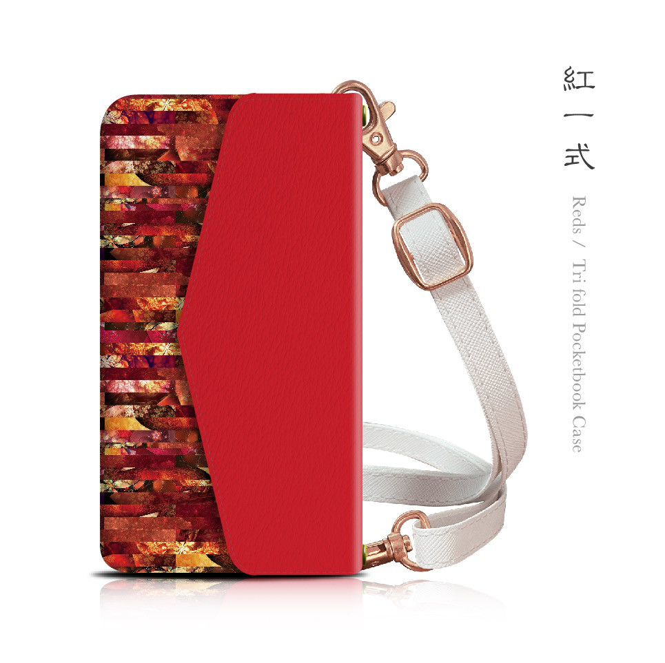 紅一式 - 和風 三つ折り手帳型 iPhoneケース【iPhone全機種対応】スマホショルダー/カード収納