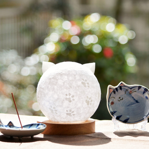 猫丸（小）」美濃和紙ランプシェード （ライト付き） スタンドライト