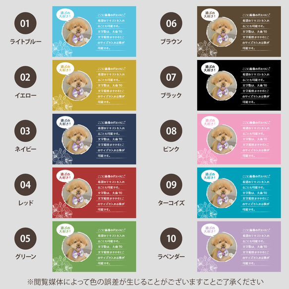 【受注後制作】背景色を選べる ペット名刺 『両面版』 50枚 ハイビスカス 8枚目の画像