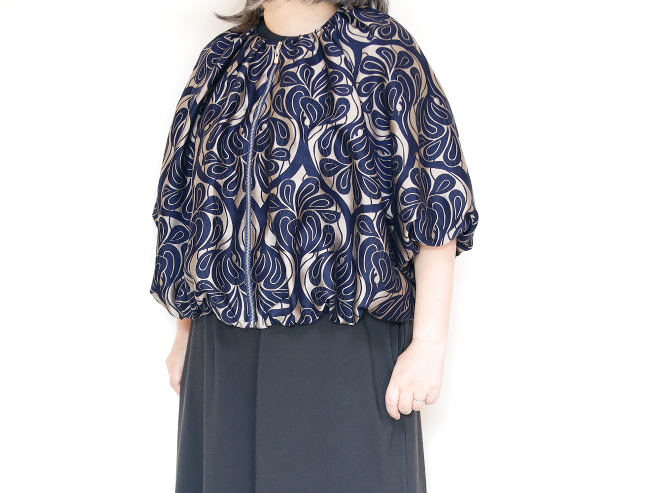 バルーンジャケット コベントガーデン グレー きまぐれコレクション ダマスク柄