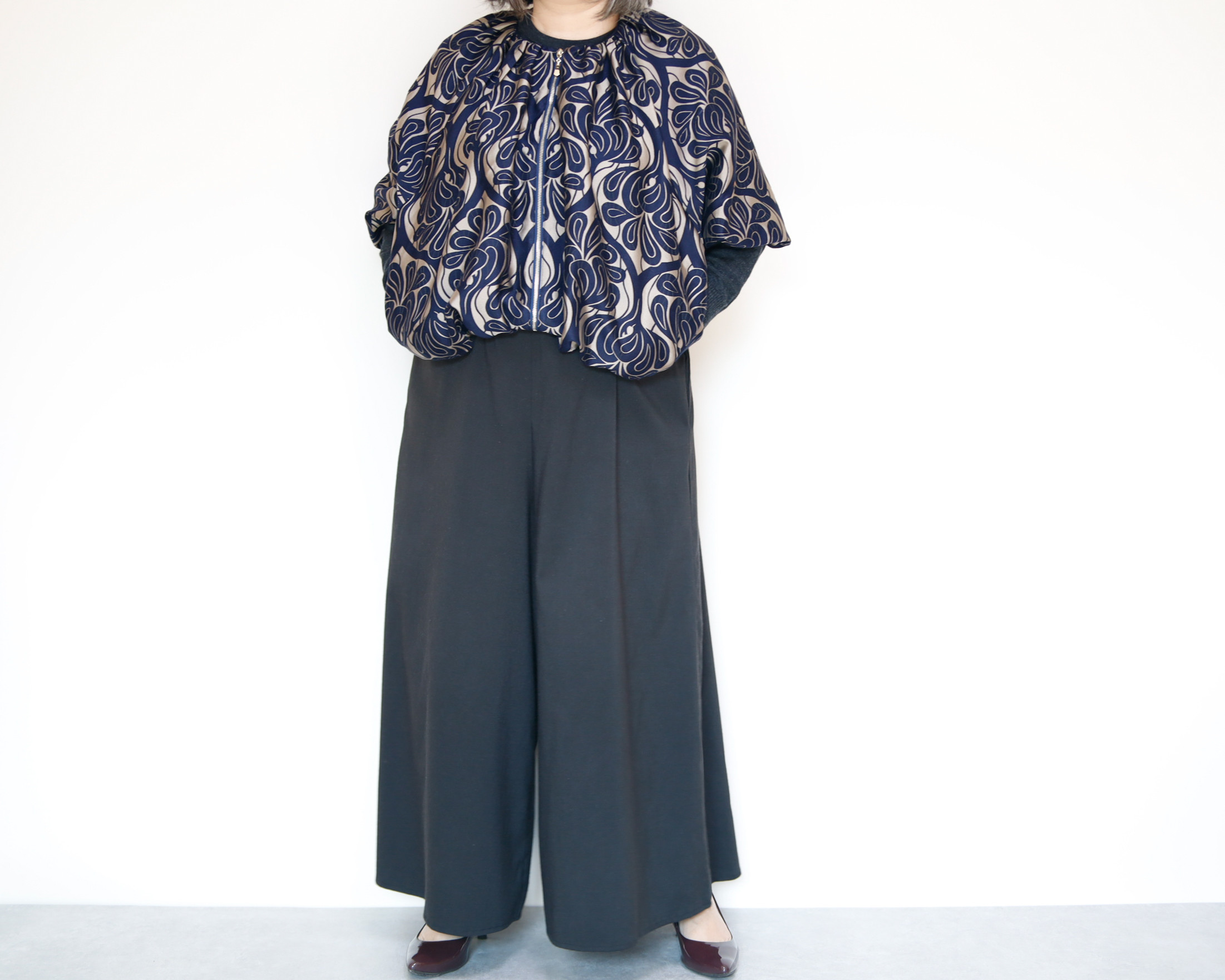 バルーンジャケット コベントガーデン グレー きまぐれコレクション ダマスク柄