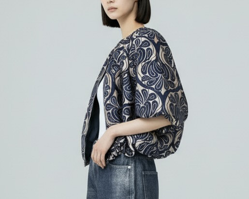 バルーンジャケット コベントガーデン グレー きまぐれコレクション ダマスク柄