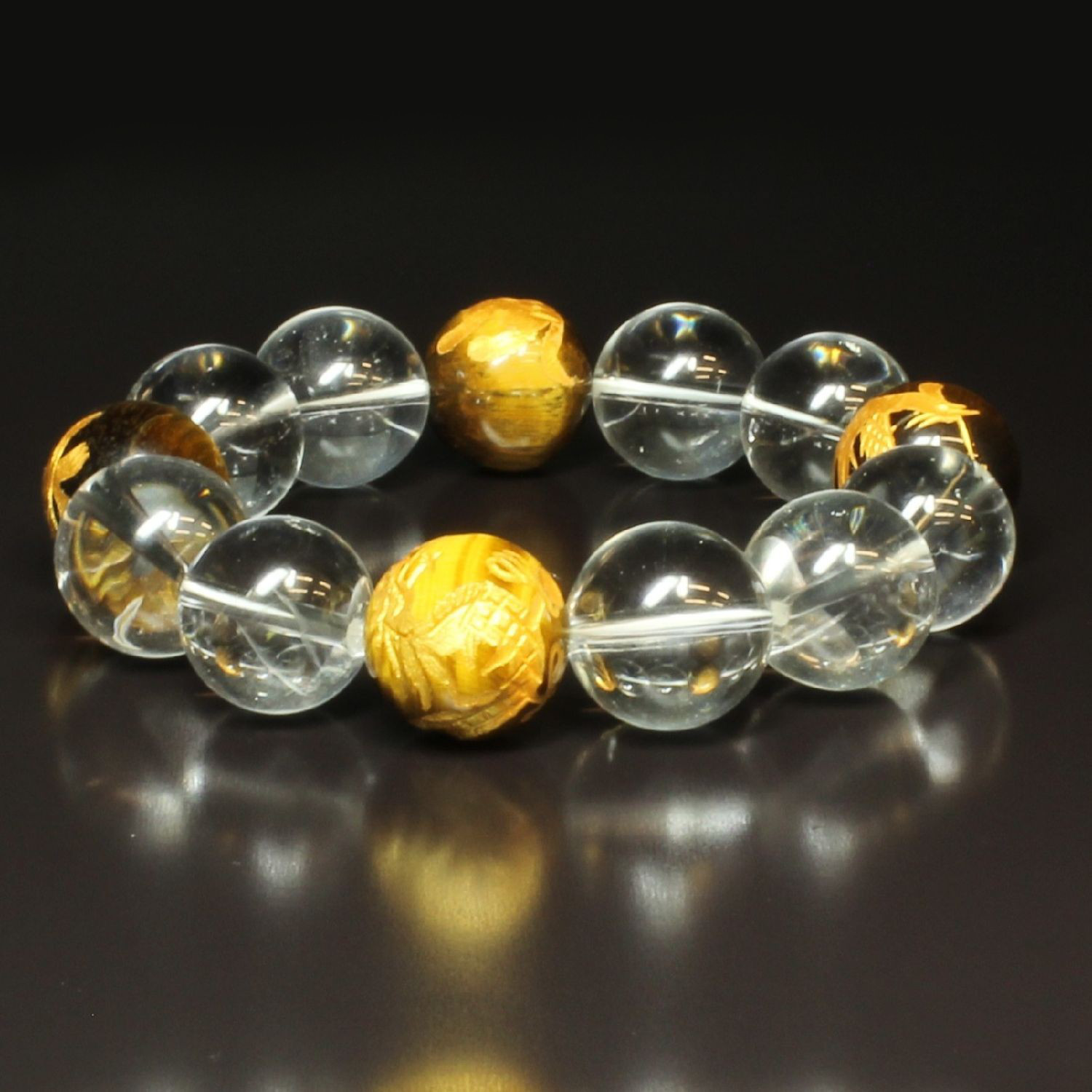 【金銭運数珠】タイチンルチル タイガーアイ オニキス ブレスレット MIX tir8 お守り 送別会 ギフト 京海堂