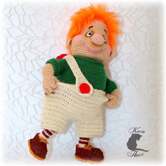 あみぐるみ　男の子(試作品) S]ミニチュア 茶クマ ジャケット 男の子 あみぐるみ【受注生産